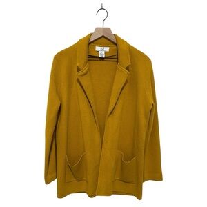 Magaschoni Mustard Yellow Knit Blazer Cardigan Jacket Wool Blend Size M